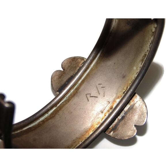 Southwest Cuff Bracelet Navajo Sterling Silver Turquoise Malachite Richard Begay - Picture 4 of 5